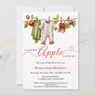 Sweet Little Apple Baby Shower Fall Rustic Baby Invitation