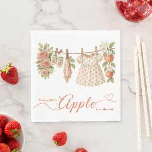 Sweet Little Apple Baby Shower   Fall Rustic Baby  Napkin