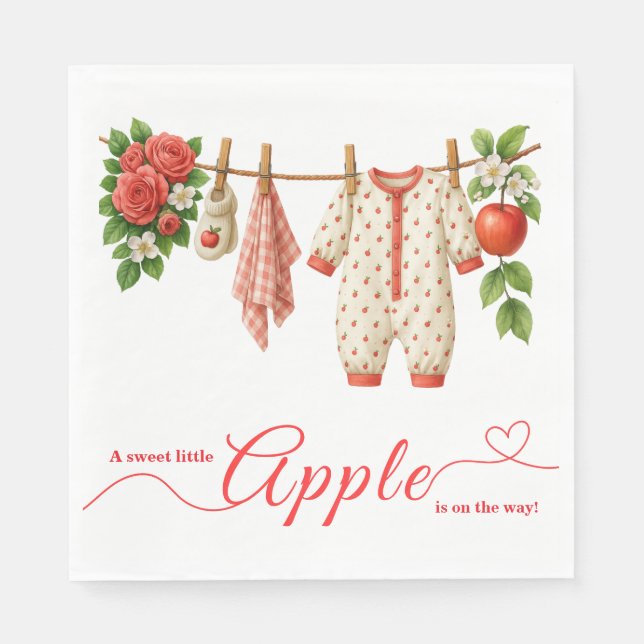 Sweet Little Apple Baby Shower | Fall Rustic Baby  Napkin (Front)