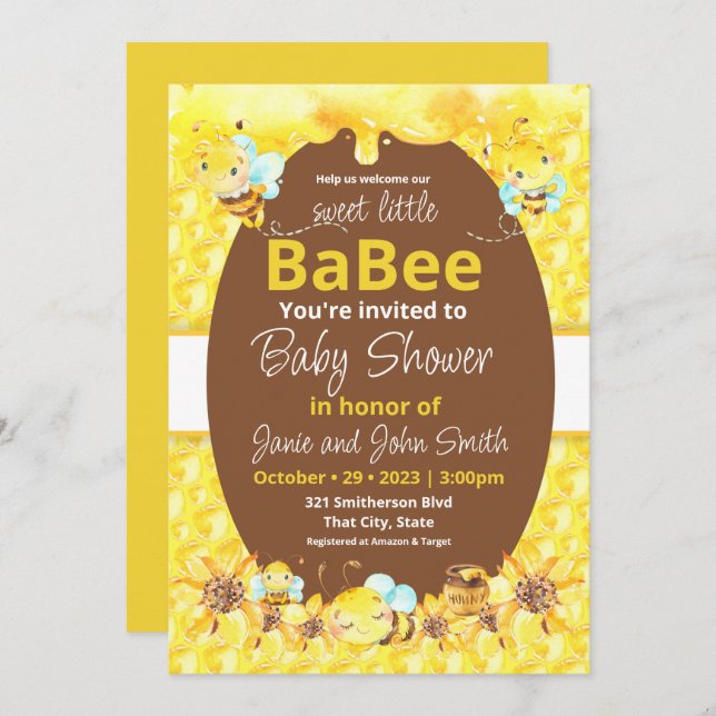Sweet little Babee Baby Shower Invitation (Front/Back)