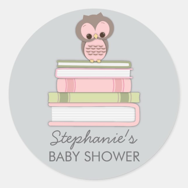 Sweet Little Baby Book Girl Owl Favour Sticker (Front)