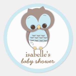 Sweet Little Baby Boy Owl Favour Sticker