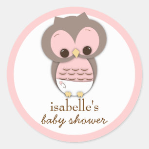 Sweet Little Baby Girl Owl Favour Sticker