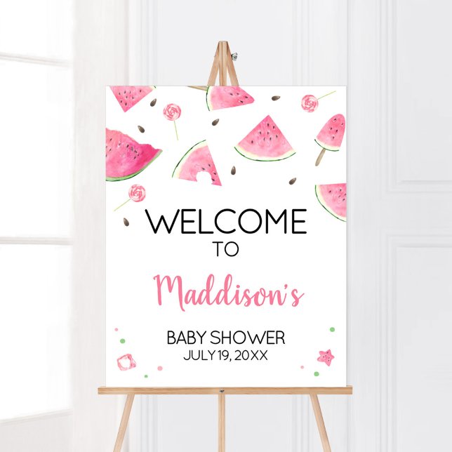 Sweet Little Baby Watermelon Baby Shower Welcome Poster (Watermelon Sweet Little Baby Shower Welcome Sign)