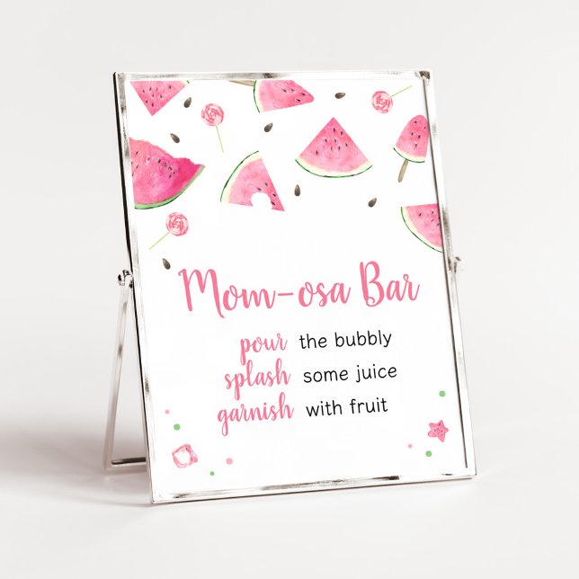 Sweet Little Baby Watermelon Mum Osa Bar Poster (Watermelon Sweet Little Baby Shower Mom Osa Bar Sign)