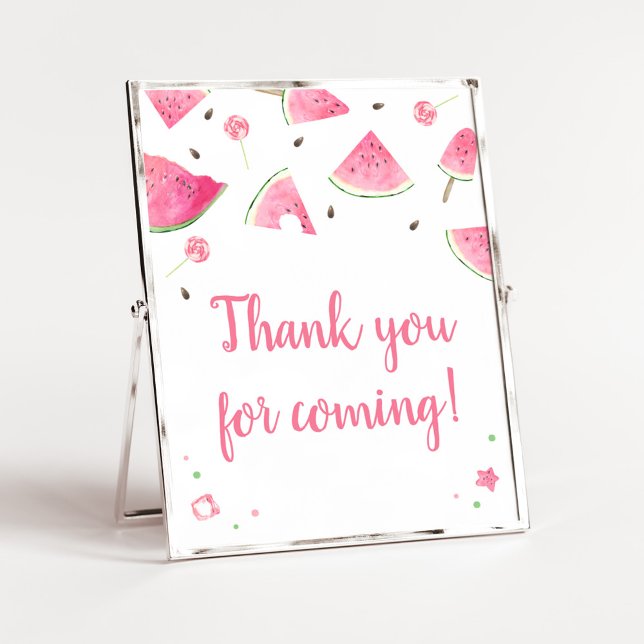 Sweet Little Baby Watermelon Thank you for Coming Poster (Watermelon Sweet Little Baby Shower Thank you for Coming Sign)