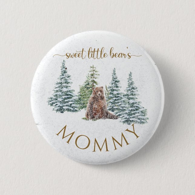 Sweet little bear Baby Shower Button Mummy (Front)