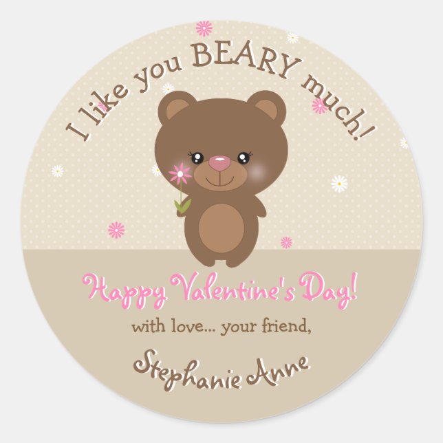 Sweet Little Bear Classic Round Sticker (Front)
