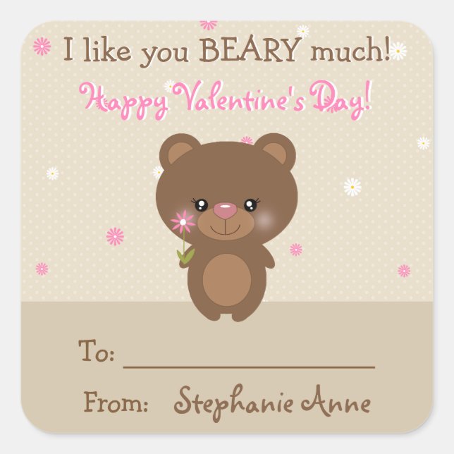Sweet Little Bear Square Sticker (Front)