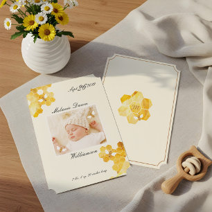 Sweet Little Bee Baby Photo Birth Announcement