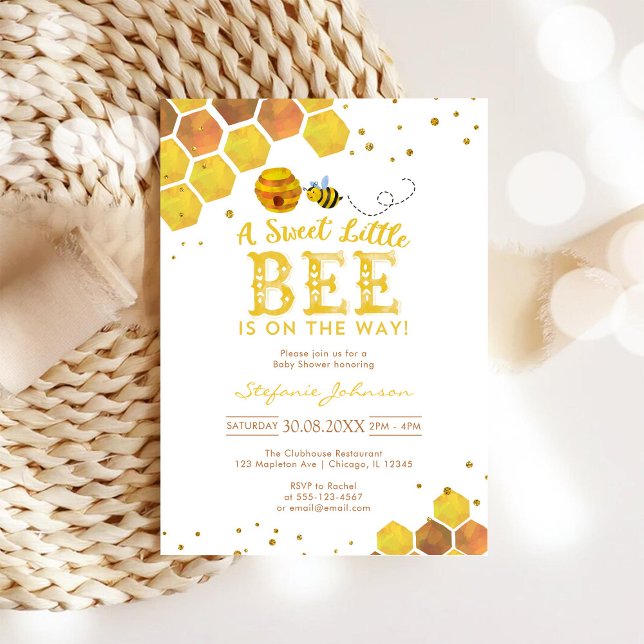 Sweet Little Bee Honey Bee Baby Shower Invitation (Creator Uploaded)