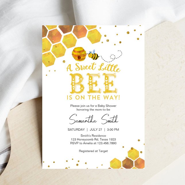 Sweet Little Bee Honey Bee Baby Shower Invitation (Creator Uploaded)
