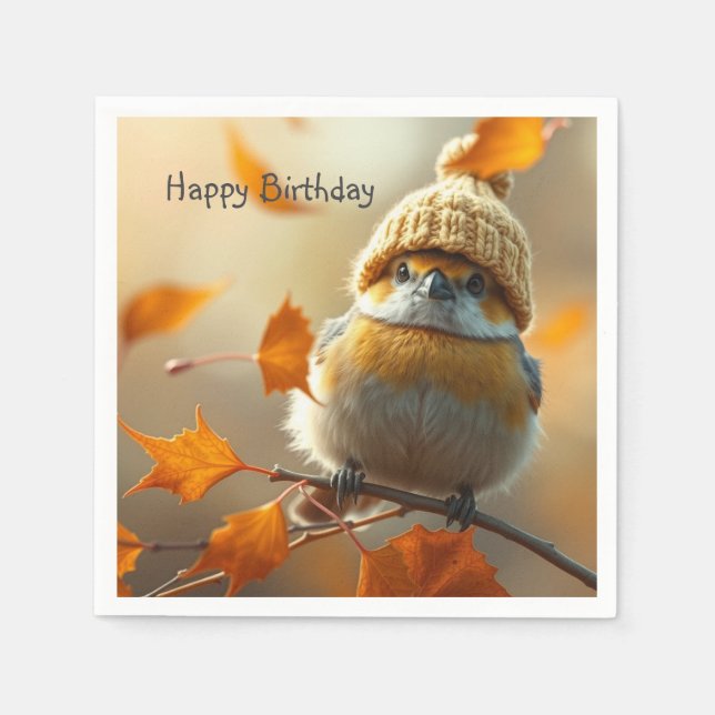 Sweet Little Bird Birthday Napkin (Front)
