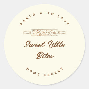 Sweet Little Bites Bakery Business Baked with love Classic Round Sticker