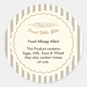 Sweet Little Bites Bakery Food Allergy Allert Classic Round Sticker