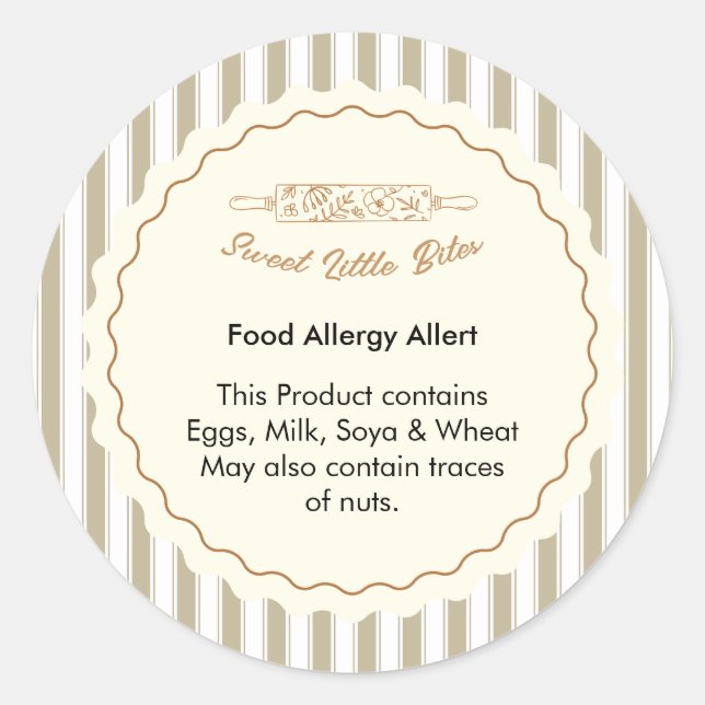 Sweet Little Bites Bakery Food Allergy Allert Classic Round Sticker (Front)