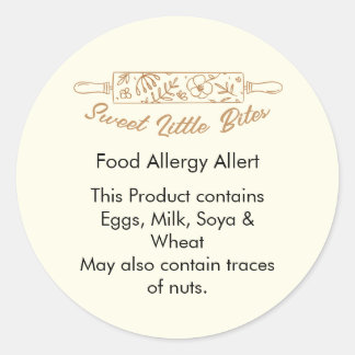Sweet Little Bites Bakery Food Allergy Allert Classic Round Sticker