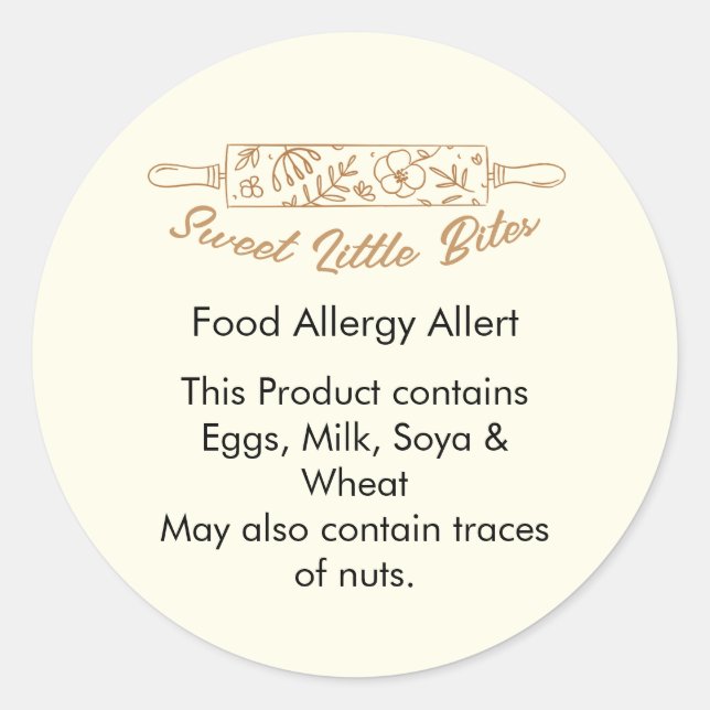 Sweet Little Bites Bakery Food Allergy Allert Classic Round Sticker (Front)