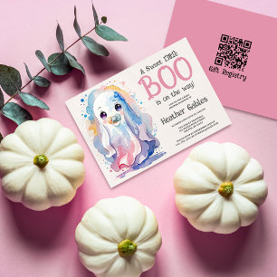 Sweet Little Boo Halloween Ghost Baby Shower Invitation