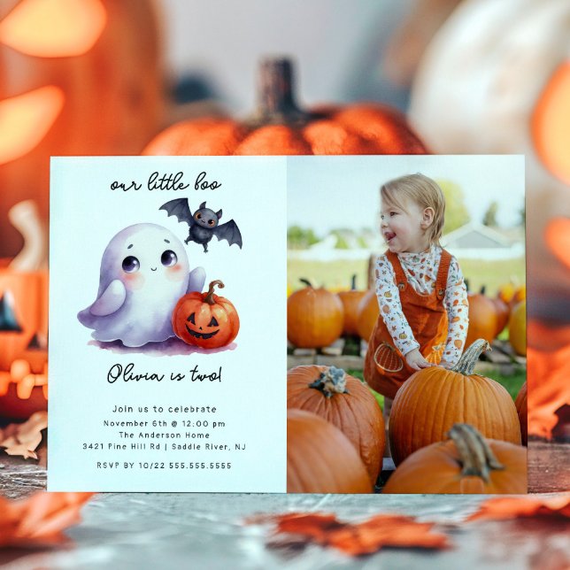 Sweet Little Boo Photo Birthday Invitation (Creator Uploaded)
