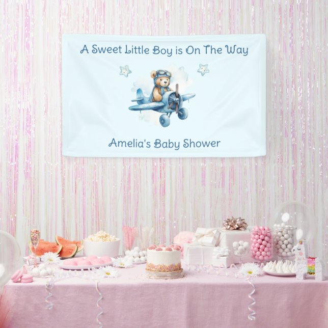 Sweet Little Boy on the Way Baby Shower Banner (Party)