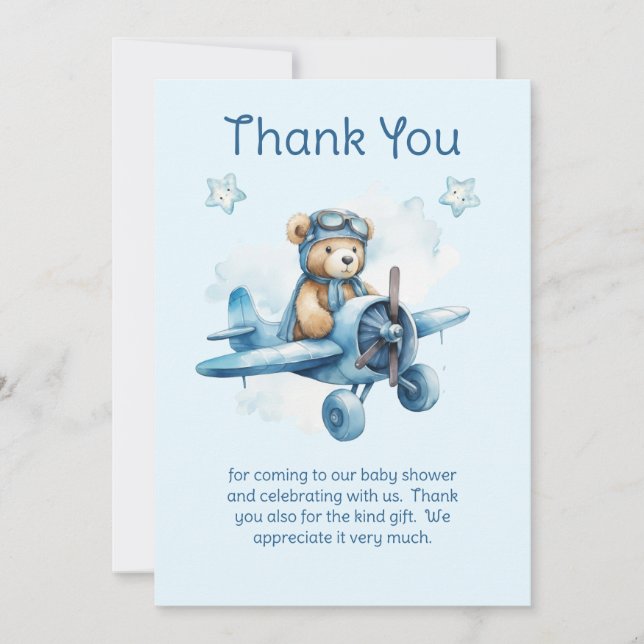 Sweet Little Boy on the Way Baby Shower Thank You Card (Front)