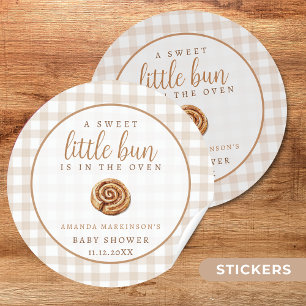 Sweet Little Bun in the Oven Neutral Baby Shower  Classic Round Sticker