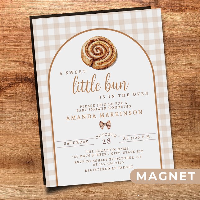Sweet Little Bun in the Oven Neutral Baby Shower  Magnetic Invitation (Creator Uploaded)