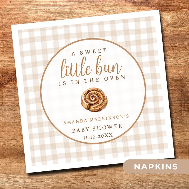 Sweet Little Bun in the Oven Neutral Baby Shower  Napkin (Creator Uploaded)