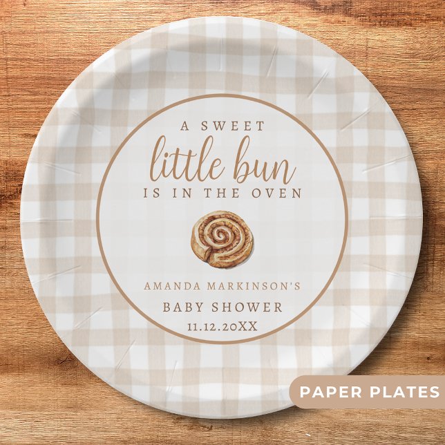 Sweet Little Bun in the Oven Neutral Baby Shower  Paper Plate (Creator Uploaded)