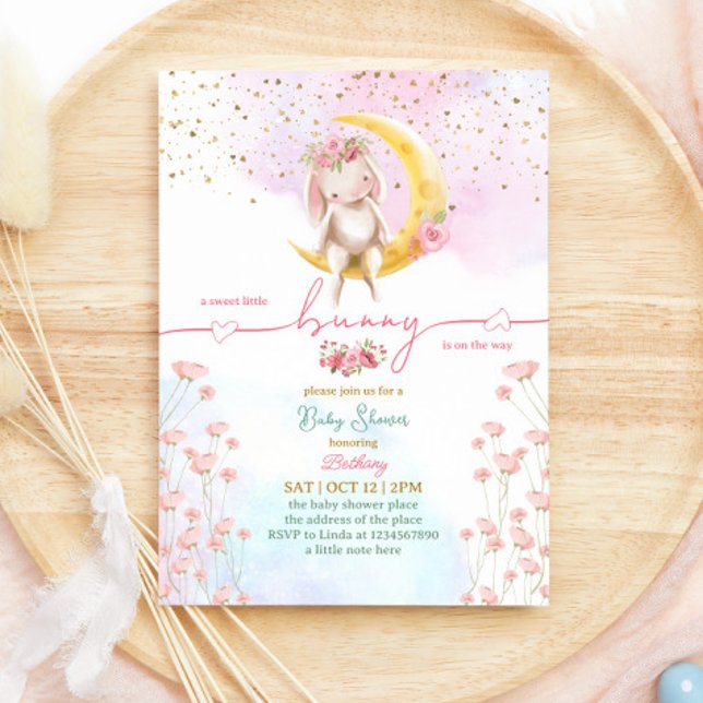 Sweet Little Bunny Baby Girl Shower Invitation (Creator Uploaded)