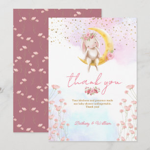 Sweet Little Bunny Baby Girl Shower Thank You Card
