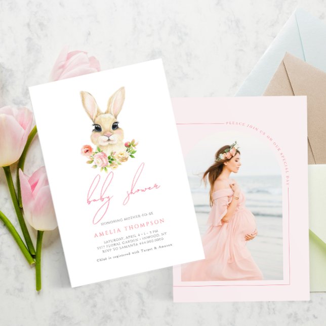 Sweet Little Bunny Baby Shower Photo   Invitation (Creator Uploaded)
