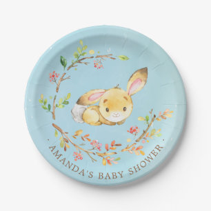 Sweet Little Bunny Boy Baby Shower 7" Plate