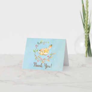 Sweet Little Bunny Boys Baby Shower Thank You Note Card