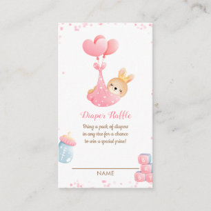 Sweet Little Bunny Girl Diaper Raffle Baby Shower Enclosure Card