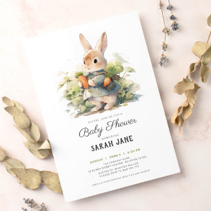 Sweet little bunny rabbit baby shower invitation
