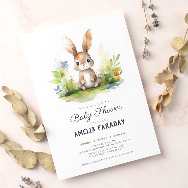Sweet little bunny rabbit baby shower invitation (Creator Uploaded)