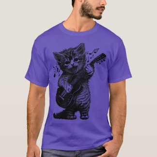 Sweet Little Cat Playing Electric Guitar T-Shirt