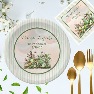 Sweet Little Caterpillar Garden Baby Shower Party Paper Plate