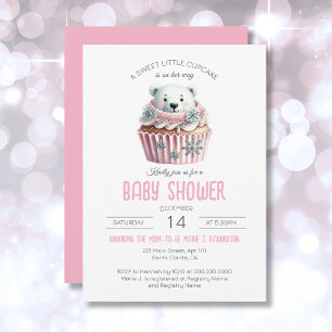 Sweet Little Cupcake Pastel Pink Girl Baby Shower Invitation