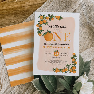 Sweet Little Cutie Orange Citrus 1st Birthday Invitation