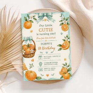 Sweet Little Cutie Orange Citrus 1st Birthday Invitation
