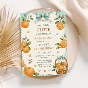 Sweet Little Cutie Orange Citrus 2nd Birthday Invitation