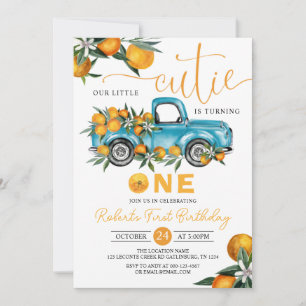 Sweet Little Cutie Orange Citrus First Birthday Invitation