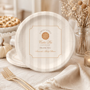 Sweet Little Cutie Pie Neutral Fall Baby Shower Paper Plate