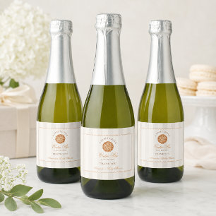 Sweet Little Cutie Pie Neutral Fall Baby Shower Sparkling Wine Label