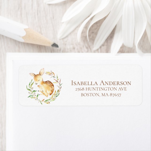 Sweet Little Deer Baby Shower Address Label Return Address Label (Insitu)