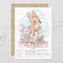 Sweet Little Deer Baby Shower Invitation