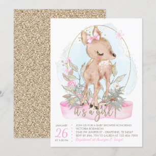 Sweet Little Deer Baby Shower Invitation